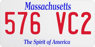 MA license plate 576VC2