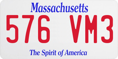 MA license plate 576VM3
