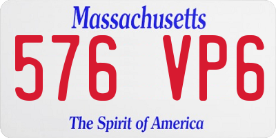MA license plate 576VP6