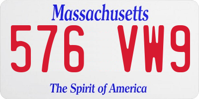 MA license plate 576VW9