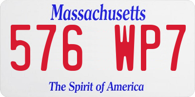 MA license plate 576WP7