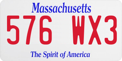 MA license plate 576WX3