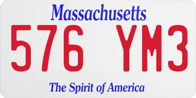 MA license plate 576YM3