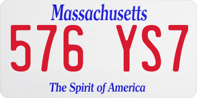 MA license plate 576YS7