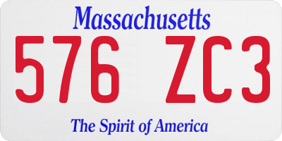 MA license plate 576ZC3