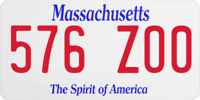 MA license plate 576ZO0