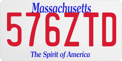 MA license plate 576ZTD