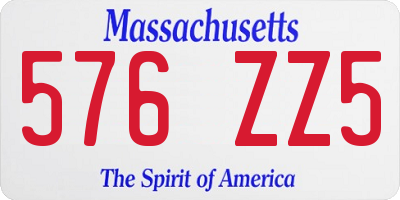 MA license plate 576ZZ5