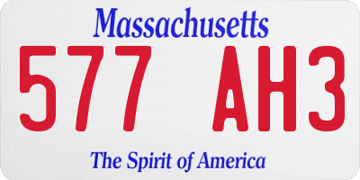 MA license plate 577AH3