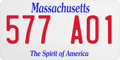 MA license plate 577AO1