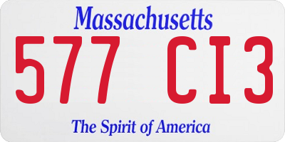 MA license plate 577CI3