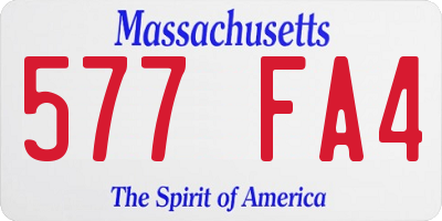 MA license plate 577FA4