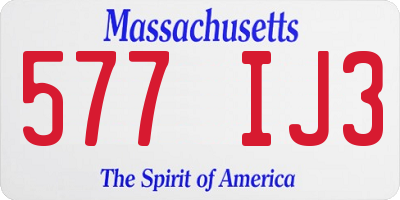 MA license plate 577IJ3