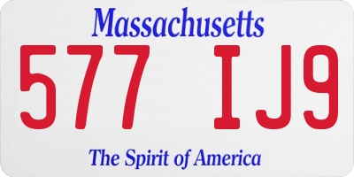 MA license plate 577IJ9