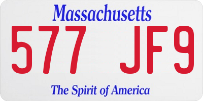 MA license plate 577JF9
