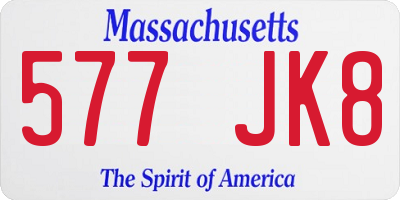 MA license plate 577JK8