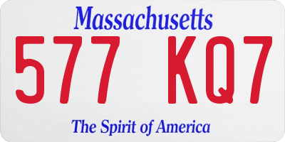 MA license plate 577KQ7