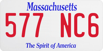 MA license plate 577NC6