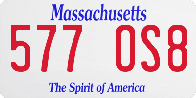 MA license plate 577OS8