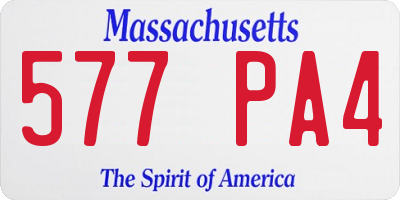 MA license plate 577PA4
