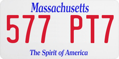 MA license plate 577PT7