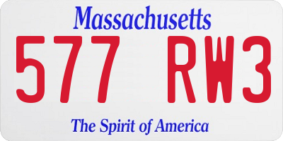 MA license plate 577RW3