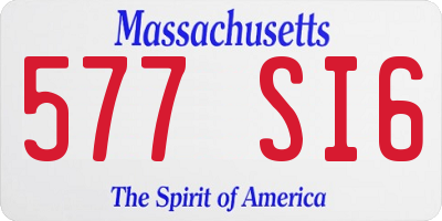 MA license plate 577SI6