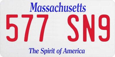 MA license plate 577SN9