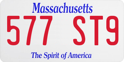 MA license plate 577ST9