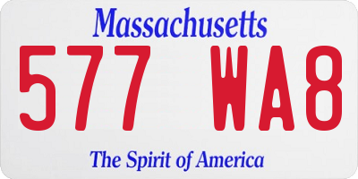 MA license plate 577WA8