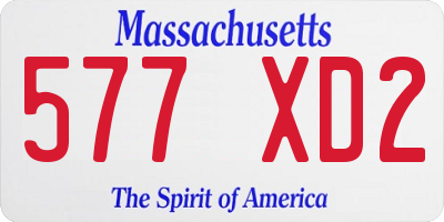 MA license plate 577XD2