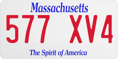 MA license plate 577XV4