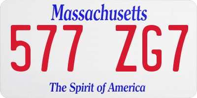 MA license plate 577ZG7