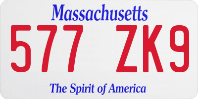 MA license plate 577ZK9