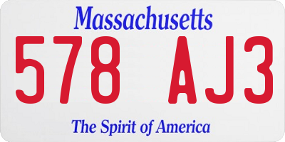 MA license plate 578AJ3
