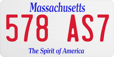 MA license plate 578AS7