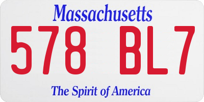 MA license plate 578BL7