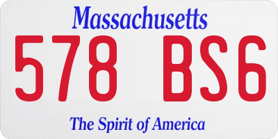 MA license plate 578BS6