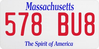 MA license plate 578BU8