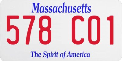 MA license plate 578CO1