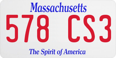 MA license plate 578CS3