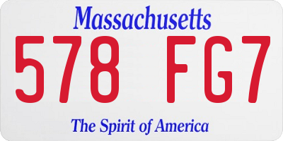 MA license plate 578FG7