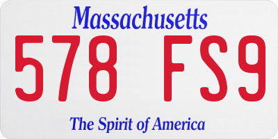 MA license plate 578FS9