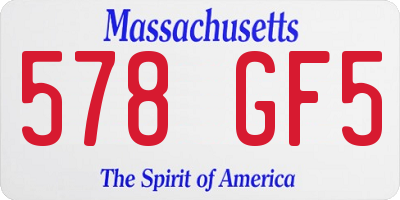 MA license plate 578GF5