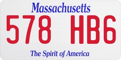 MA license plate 578HB6