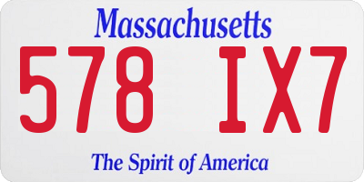 MA license plate 578IX7