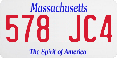 MA license plate 578JC4