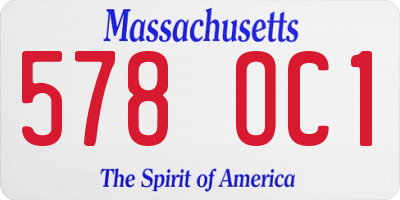 MA license plate 578OC1