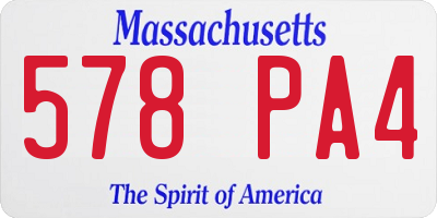 MA license plate 578PA4