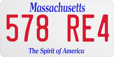 MA license plate 578RE4